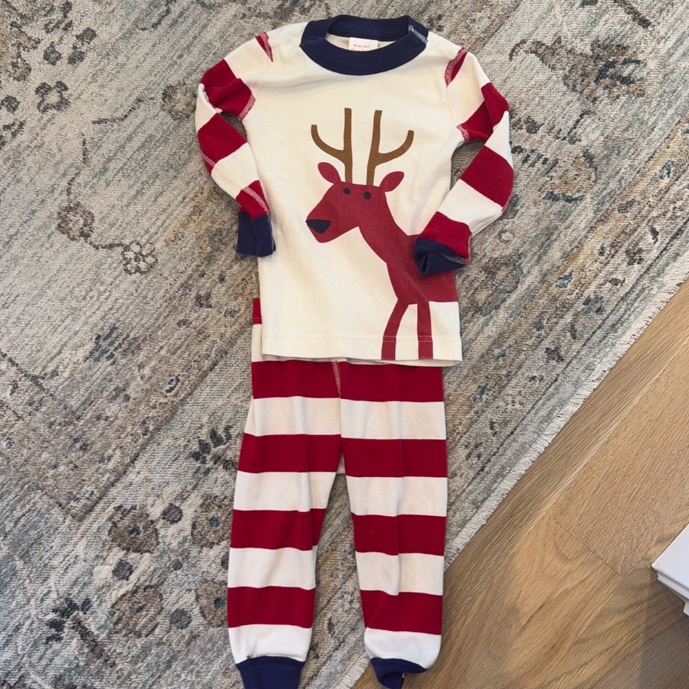 Long John Pajamas In Organic Cotton. Color Dear Deer. Size 2T.